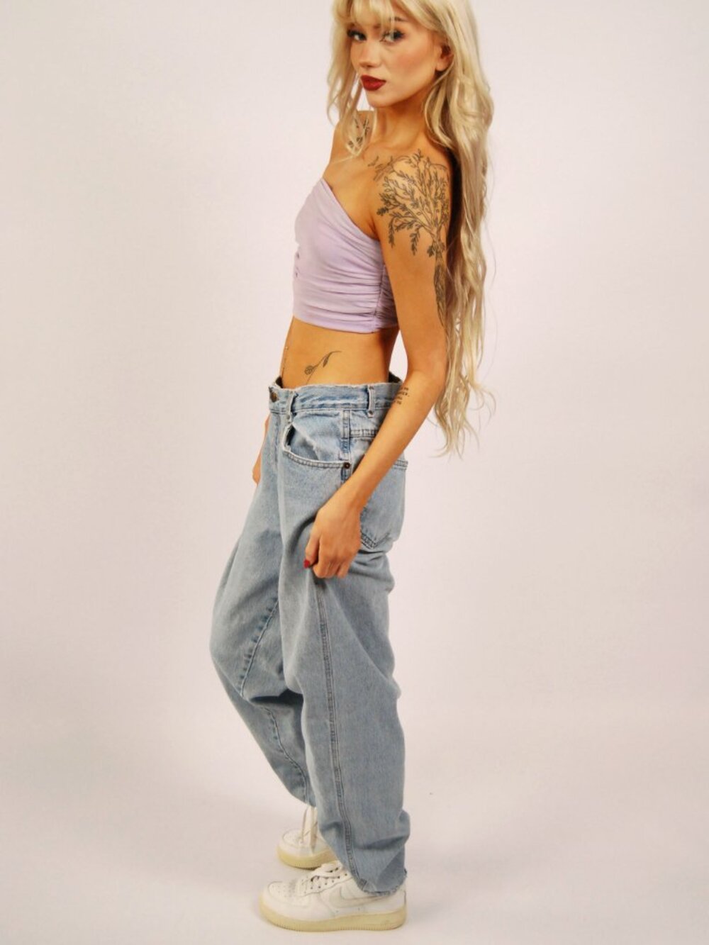 90s Light Wash Jeans (26) blue denim vintage women cool casual high waist baggy - Picture 2 of 10